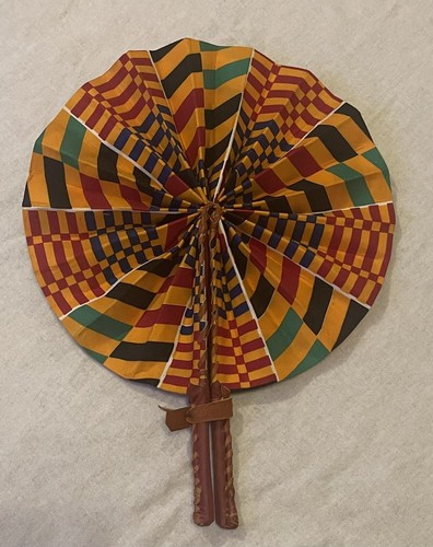 AFRICAN ANKARA PRINT MULTI COLOURS FOLDING HANDHELD PORTABLE FAN UK STOCK - Picture 9 of 12