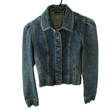 DKNY Jeans Denim Trucker Jacket Womens XS Metal Rivet Button Vintage