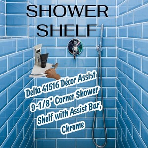 Delta 41516 Décor Assist 9-1/8" Corner Shower Shelf w/Assist Bar Polished CHROME