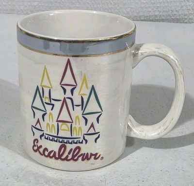 Vintage Excalibur Hotel Casino Las Vegas Coffee Cup Mug Iridescent Gold Trim