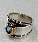 James Avery Christina Ring with Blue Topaz in Sterling Silver & 18k Gold Sz 6 — photo 4