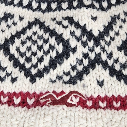 Hollister Chunky Knit Beanie Hat Wool Cotton Blend Vintage winter geometric - Picture 2 of 9