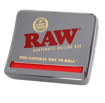 RAW Rolling Papers 79mm Metal Automatic Rolling Box fits 1 1/4 and 1 1/2 size