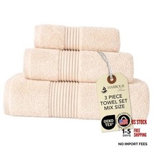 Boulevard Series 3-Piece Mix Size Luxury Bathroom Towel Set - Ivory Cream