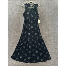 Universal Thread Black Floral Medallion Tiered Maxi Dress Womens Small Boho