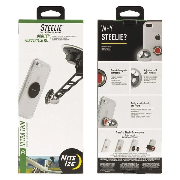 Kit de montaje para automóvil para teléfono celular Nite Ize Stowk2-01-R8, negro/plateado Foto 3 de 3