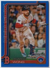 2025 Topps Chrome #10 Connor Wong Blue Refractors #/150 Boston Red Sox