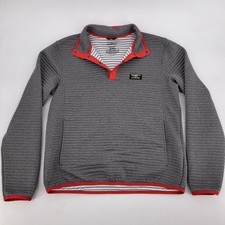 LL Bean Airlight Mens M Snap Neck Pullover Sweatshirt Gray Textured Fleece Lined