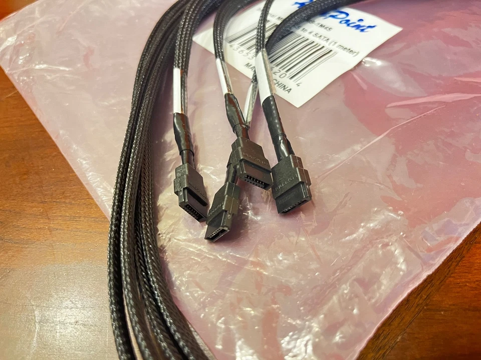 Highpoint Mini SAS to 4-SATA SFF-8087 Multi-Lane Breakout Internal Cable 1 Meter - Image 2 of 3