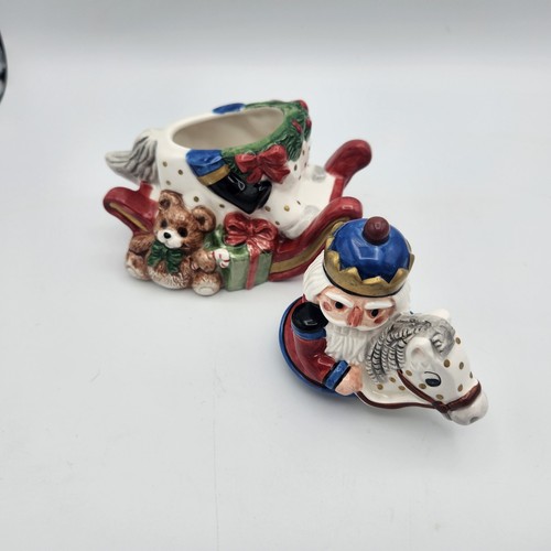 Fitz & Floyd Nutcracker On Horse Sleigh Trinket Box 1992 VTG Hand Painted 5.25" - Picture 13 of 14