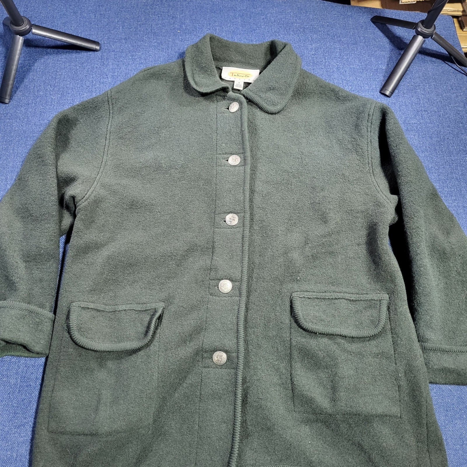 Talbots Petites Button Front Collared Jacket Dark… - image 1