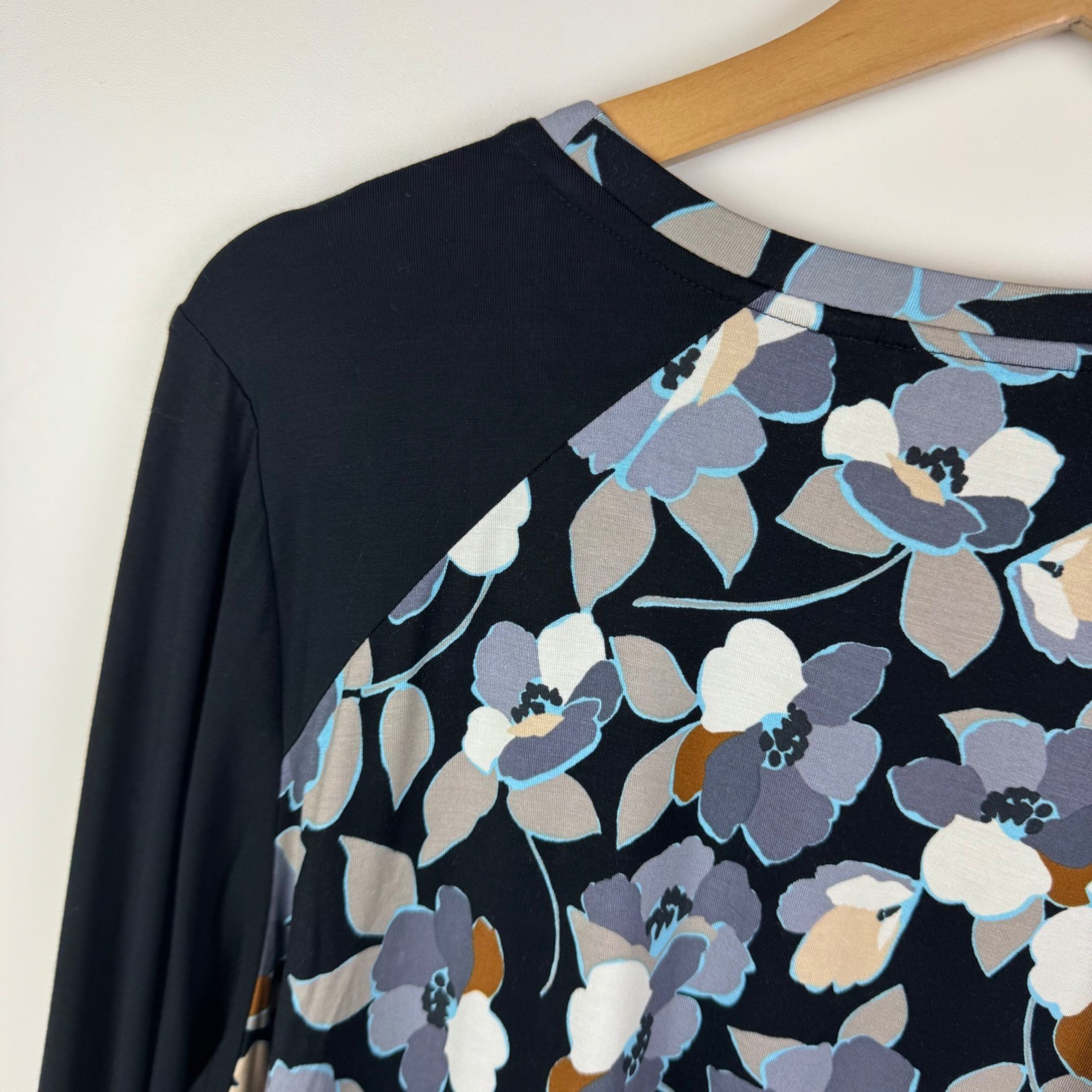 LOGO Lori Goldstein Floral Swing Tunic Top Size XL Soft Stretch Comfy Fall Artsy