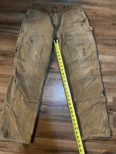 Carhartt Double Knee Pants B01 BRN Loose Original Fit Made in USA 33X30 Rare