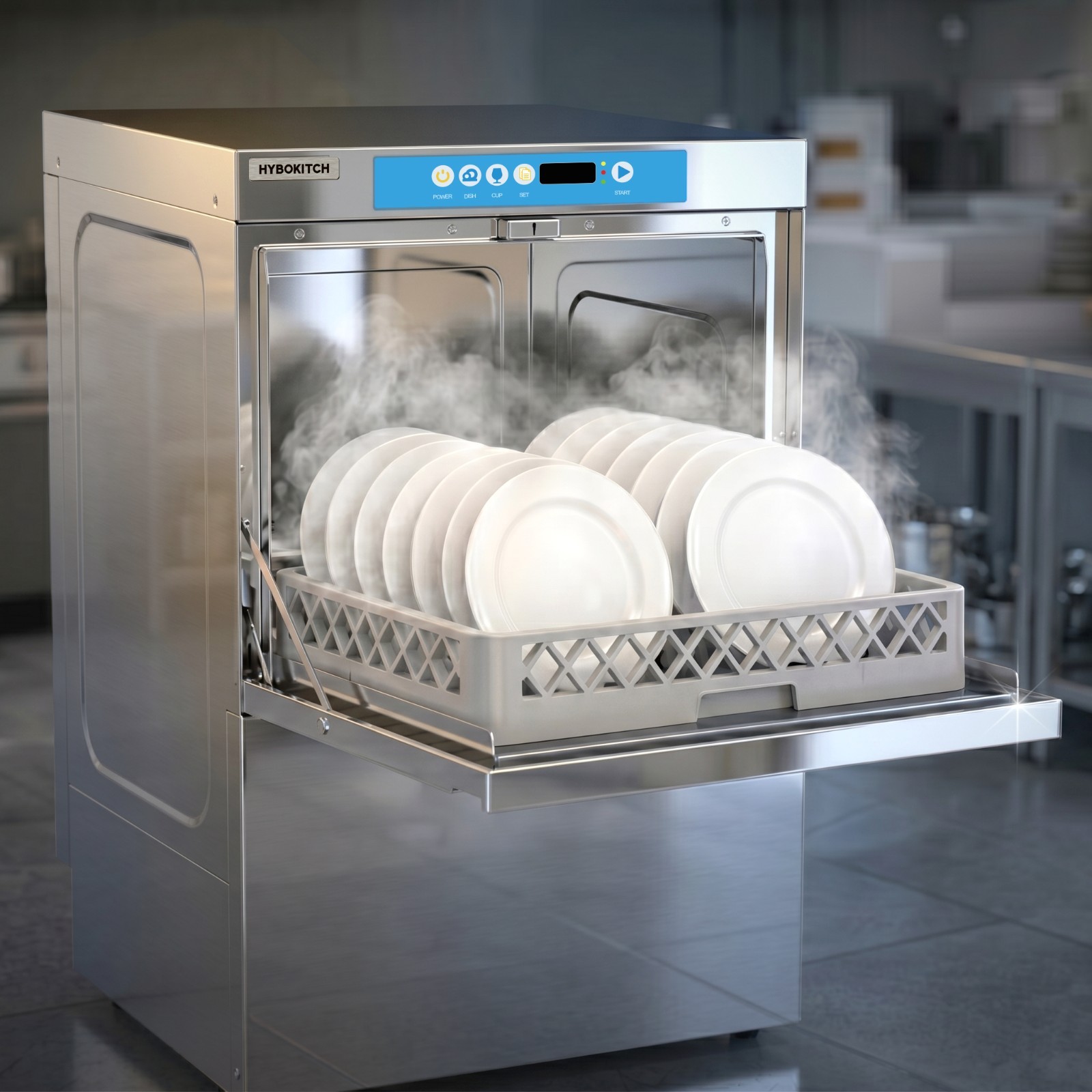 Restaurant Commercial Dishwasher High-Temp, 40 Rack/hour, Plug-and-play 208-240V