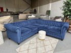 Ex Display Navy Chesterfield Corner Sofa In Immaculate Condition