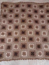Crochet Lapghan Fall Colors Blanket Afghan Handmade Brown Beige Rust 48 X 50
