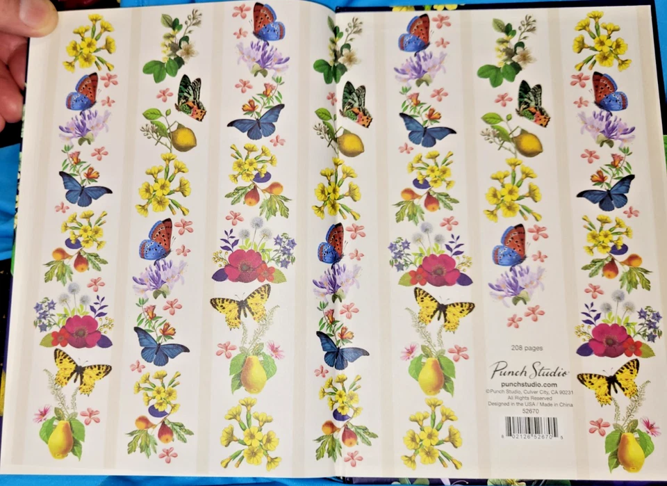 Punch Studio Colorful Floral with Peacock~Latch Brooch Journal ~208 pg~52670~NEW - Image 3 of 4