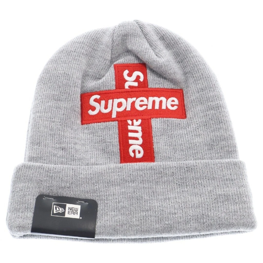 SUPREME 20AW x New Era Cross Box Logo bonnet tricot chapeau gris rouge d'occasion 1d034111