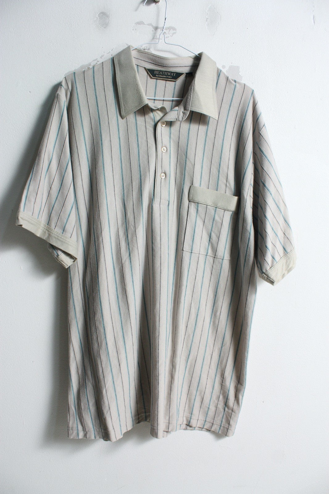 Mens Vintage Bowling Style Polo Shirt - Beige - Size 2XL XXL (j38)