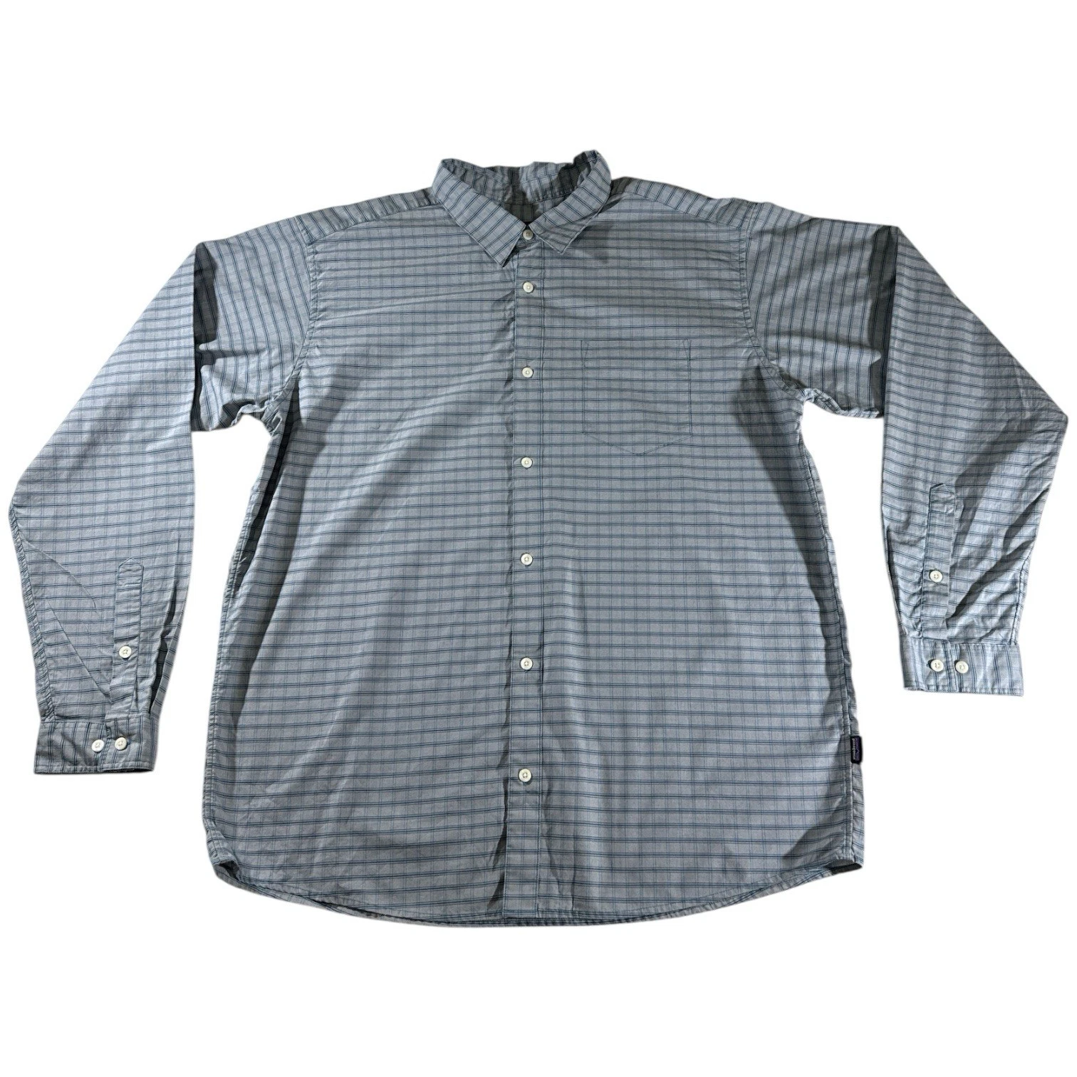 Patagonia Organic Cotton Button Up Shirt Plaid Outdoors Men's XL Blue Gray