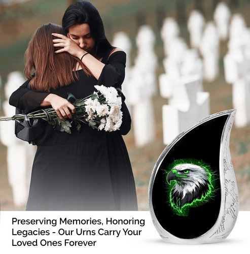 Soaring Eagle Urns For Men & Women Ashes Human Cremation Urn 10" With Velvet Bag - Picture 3 of 7