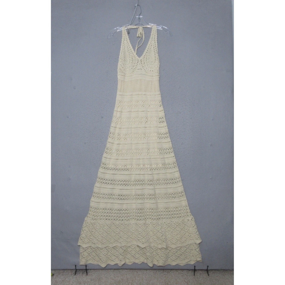white christmas dresses Blue and White Floral Cotton Block Print Duster/Maxi Dress L/XL / Other