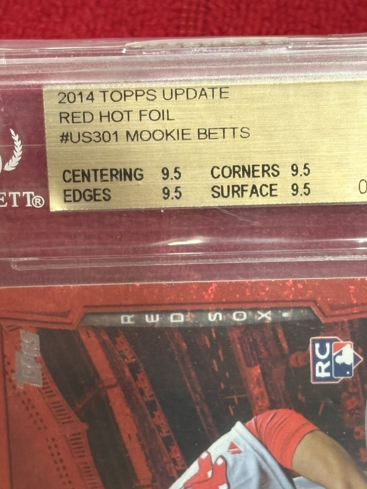 2014 Mookie Betts Topps Update Red Hot Foil BGS 9.5 (Quad) Red Sox Rookie RC  view 3