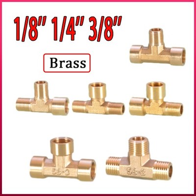 Brass BSP Tee Pipe Fitting Male / Female Threaded 1/8'' 1/4'' 3/8'' 3-Ways Adapter