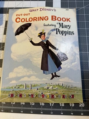 1964 Walt Disney's Cut-Out Coloring Book featuring Mary Poppins Golden Funtime 