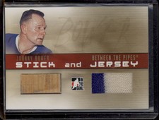 2006-07 In The Game Johnny Bower Game Used Stick and Jersey Patch