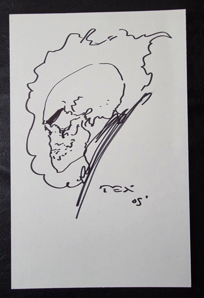 Mark Texeira Original Hand Drawn Ink Sketch Art Ghost Rider Signed Dated Comic Art