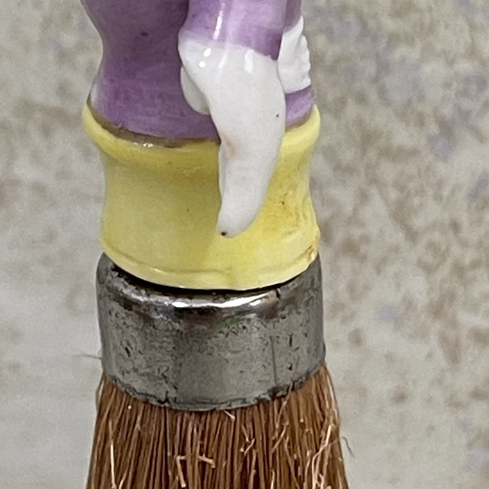 Vintage Porcelain Lady Crumb Half Doll Brush Whisk Broom 5” REPAIRED READ