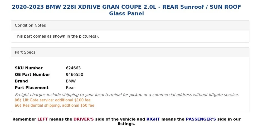 BMW 228I XDRIVE 2020-2023 gran cupé 2,0 L - techo corredizo trasero/techo corredizo panel de vidrio Foto 4 de 4