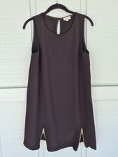 Vtg Guess Black Mini Dress with Silver Zipper accents at Hem Medium Whimsygoth