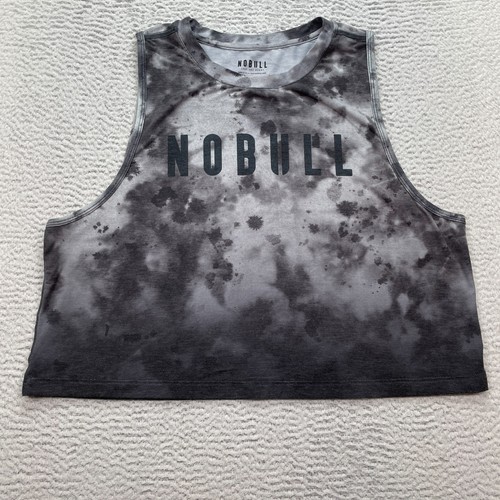 NO BULL graues ärmelloses bauchfreies Muskel-Tanktop Größe Large Damen