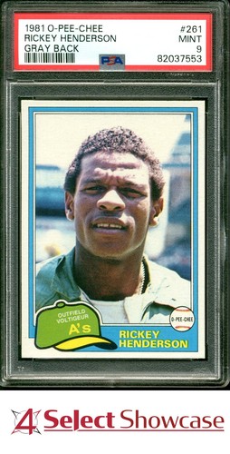 1981 O-PEE-CHEE #261 RICKEY HENDERSON HOF GRAY BACK 4SC ELITE POP 3 PSA 9