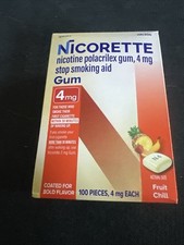 Nicorette Smoking Cessation Aid 4MG Fruit Gum - 100 Count