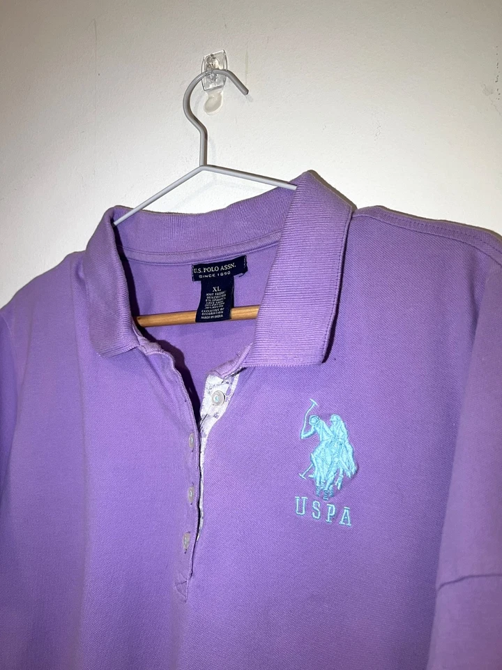 U.S. Polo Assn. Camisa polo para mujer púrpura talla XL manga corta cuello top USPA Foto 4 de 4