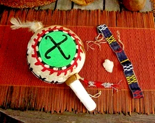 Hopi shaman rattle sky spirt calling bead healing headband and crystal arrowhead