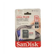 SanDisk 16GB Ultra Plus Micro SDHC UHS-1 Card with Adapter speed 98 MB/s-653X