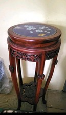 Chinesischer Blumenständer verziert Metallplatte traditionell Beistelltisch Kuns