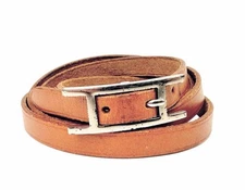 Hermes API 3 Long Bracelet Leather Women's Logo Engraved Simple Stylis Used
