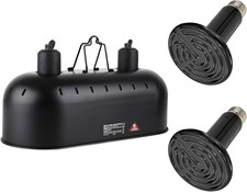 15 Inch Dual Reptile Light Fixture, Max 150W Reptile Heat Lamp with 2PCS 150W Ce