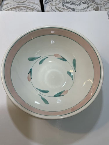 VINTAGE Made In Italy ISG Ceramic Pink/Green Oversized Salad/Pasta Serving Bowl