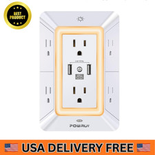 Multi Plug Outlet Surge Protector - POWRUI 6 Outlet Extender with 3 USB Ports...