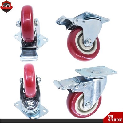 4 Piece 4 Inch Heavy Duty Caster Set Wheels Fits For All Swivel & Brake Casters