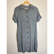 Linen Blend T Tahari Womens 66% Shirt Dress 6 Short Sleeve Button Front