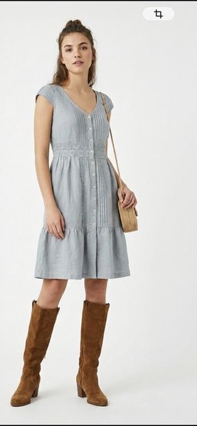 Women Linen Gallery Dress Light Blue 42 (UA)