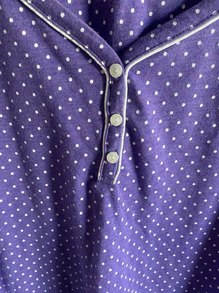 Camisón Karen Neuburger Mujer Ropa de Dormir 1X Púrpura Blanco Lunares Manga Corta Foto 3 de 4