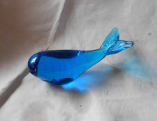 Whale Cobalt Blue Glass Figurine Ornament Paperweight, 14cm Length